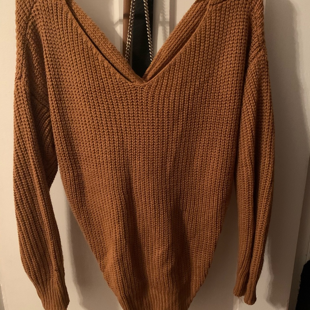 Burnt Orange Sweater with a Bow Back